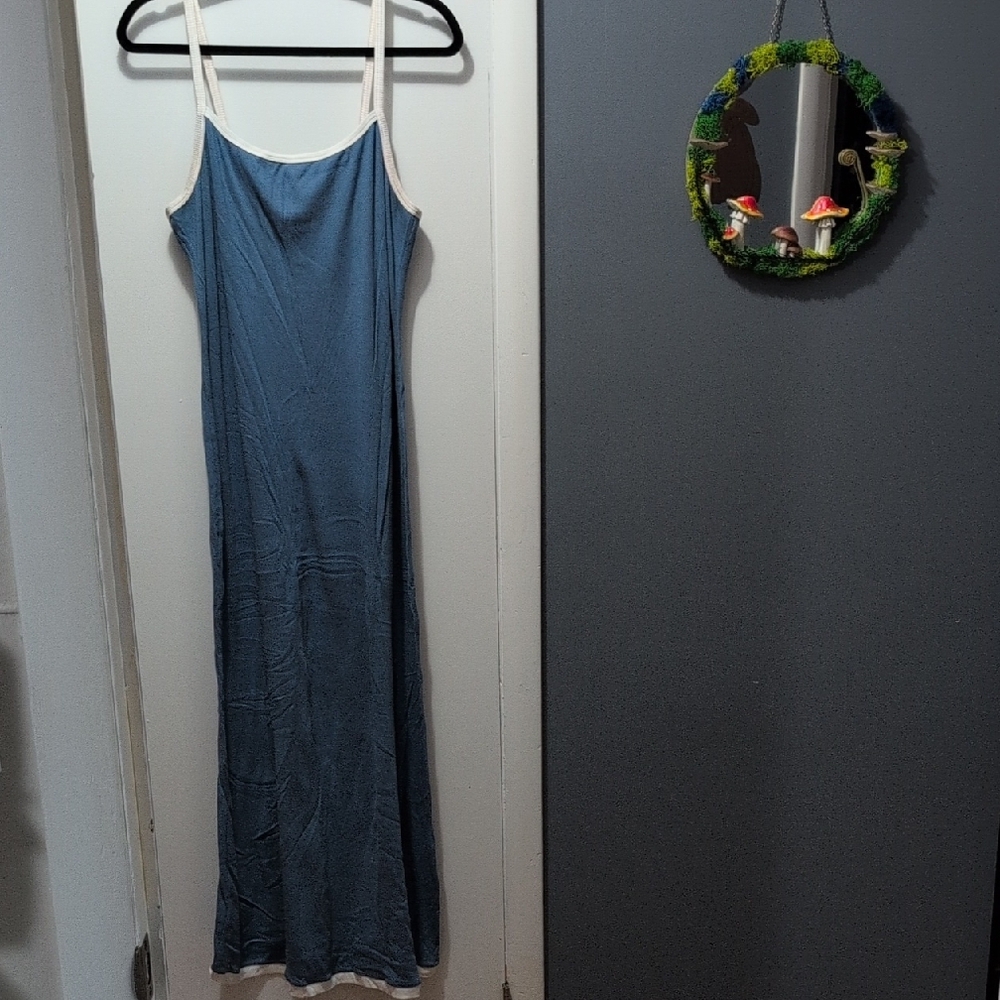 Blue Spaghetti Strap Stretchy Maxi Dress